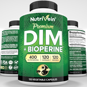 DIM Supplement 400mg Diindolylmethane Plus Bioperine - 120 Capsules