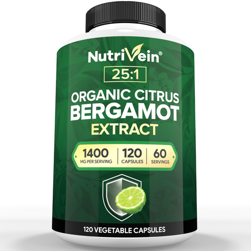 Organic Citrus Bergamot 25:1 Bergamia Extract 1400 mg - 120 Capsules