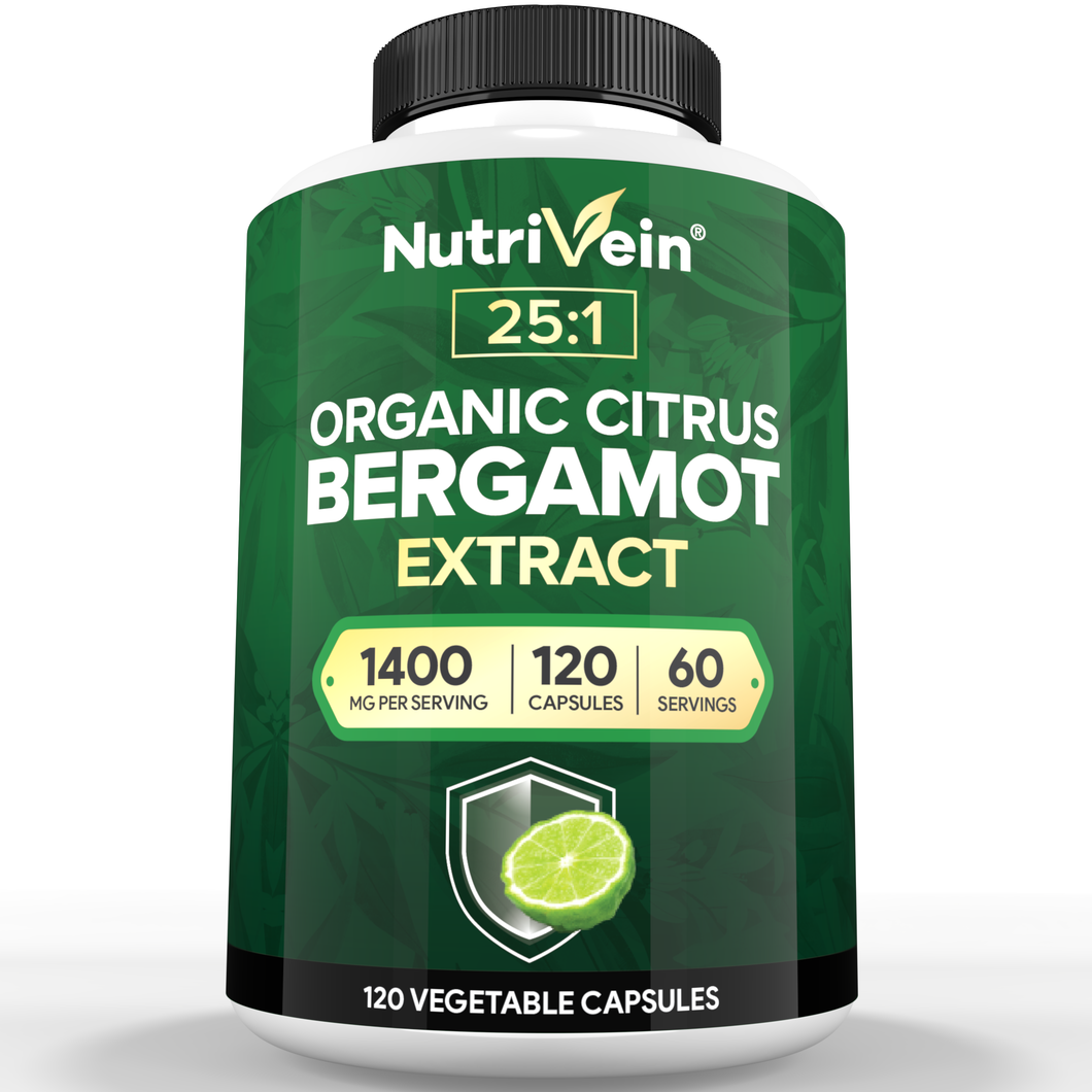 Organic Citrus Bergamot 25:1 Bergamia Extract 1400 mg - 120 Capsules