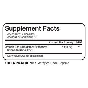 Organic Citrus Bergamot 25:1 Bergamia Extract 1400 mg - 120 Capsules