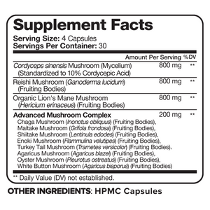 Mushroom Complex Supplement - 120 Capsules