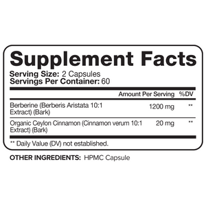 Berberine Plus Organic Ceylon Cinnamon - 120 Capsules