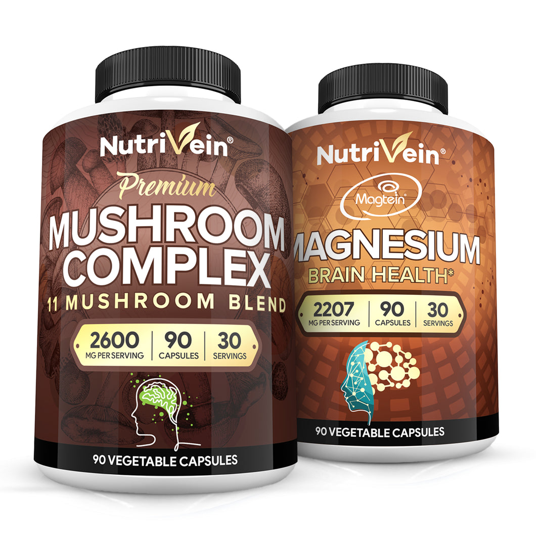 Magnesium L-Threonate (MgT) & Mushroom Complex Supplement