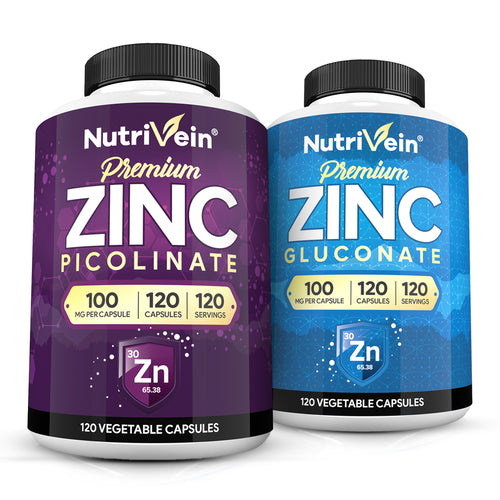 Zinc Picolinate - 120 Capsules Zinc Gluconate - 120 Capsules Bundle Description