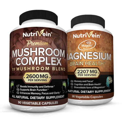 Magnesium L-Threonate (MgT) & Mushroom Complex Supplement