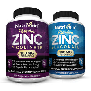 Zinc Picolinate - 120 Capsules Zinc Gluconate - 120 Capsules Bundle Description