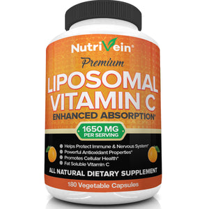 Nutrivein Liposomal Vitamin C capsules.