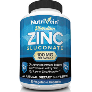 Nutrivein Premium Zinc Gluconate 100mg - 120 Capsules